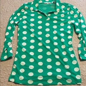 Liz Claiborne Green Fitted Button Down Polo Shirt